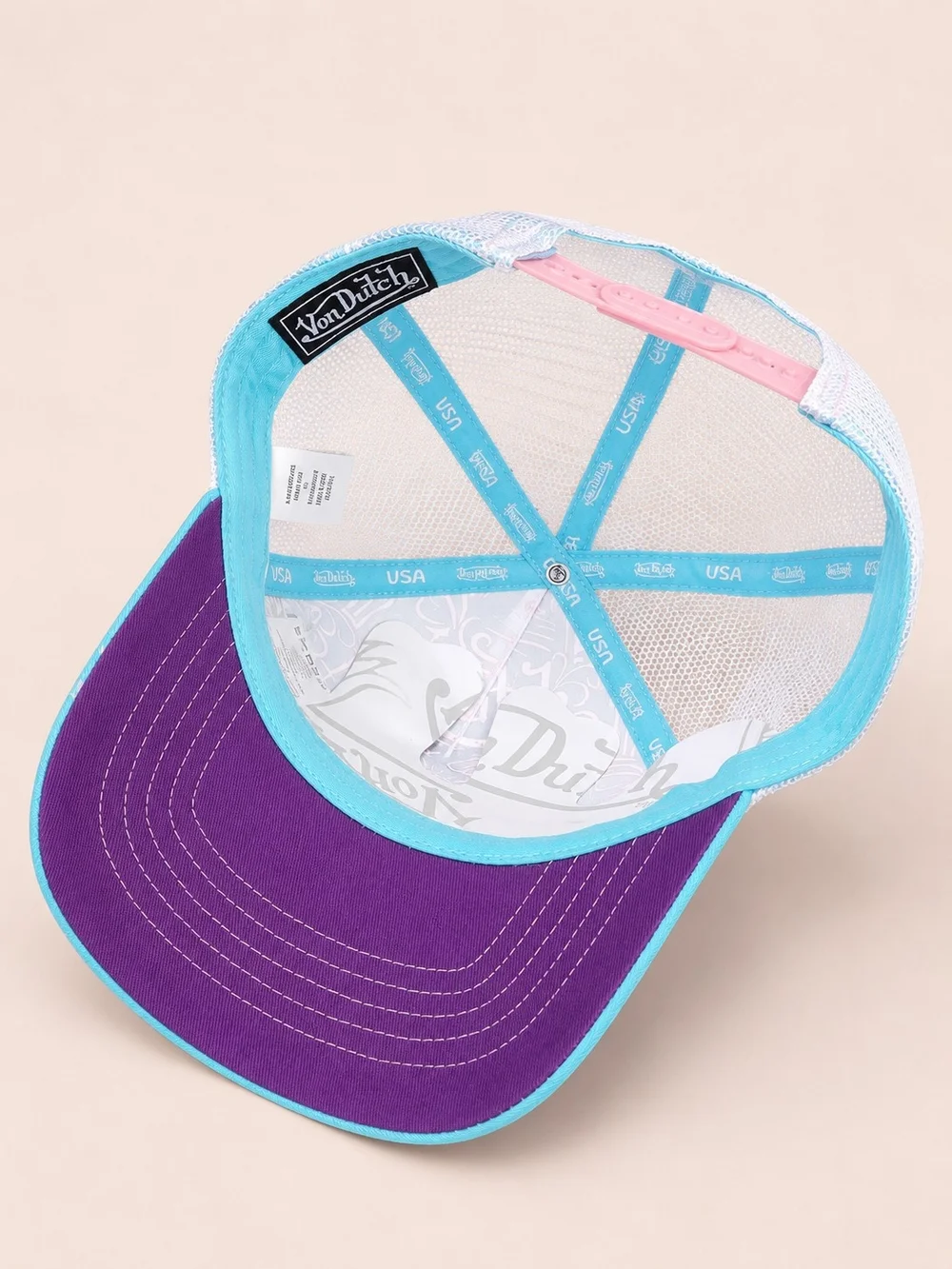 🆕️NWT Von Dutch Holographic Trucker Hat Blue Pink Mesh Snapback Y2K Rare